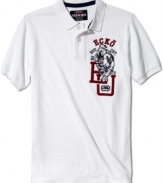 Add some edge to your preppy style with this bold polo shirt from Ecko Unlimited.