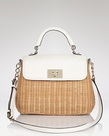 East Coast girls will love kate spade new york's preppy take on the top handle satchel. In woven wicket with white leather trims, it's cool reason to be a total basket case.