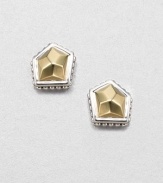 From the Gold Rocks Collection. An 18k gold rock-inspired stud set in sterling silver with an iconic caviar textured border. Sterling silver18k goldSize, about .5Post backImported 