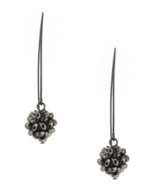 Get party-perfect style in an instant. Kenneth Cole New York earrings feature silver glass beads and fireballs strung from a pull-through backing crafted in hematite tone mixed metal. Approximate drop: 2 inches.