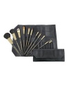 EXCLUSIVELY AT SAKS. Outer fabric made of black snake skin, inner fabric smooth black PU. Black long handle with matte gold ferrule and matching gold logo. Both sets include pro black brushes, from contouring to blending and highlighting, our brushes are specifically designed to provide flawless application to face or body. For precise control, to line & define, or for blending and smudging, our pro range of eye and lipbrushes are specially designed to provide any look you can imagine.