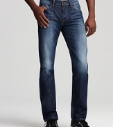 A slim cut gives a modern silhouette to these straight leg jeans from Joe's Jeans.