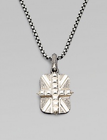 From the Alchemy in the UK Collection. A bold Union Jack, textured, studded and detailed with rhodium-plated accents, on a chunky chain of oxidized silver.Sterling silverRhodium-plated accentsChain length, about 24Pendant length, about 1Lobster claspImported