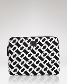 Gadget gear goes retro with DIANE von FURSTENBERG's printed laptop sleeve; a chic essential for the techie about town.