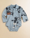 A cute Mickey Mouse print adorns this cozy cotton one-piece.Shirt collarLong sleevesButton-frontBottom snapsCottonMachine washMade in Italy Please note: Number of buttons and snaps may vary depending on size ordered. 