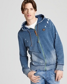 Diesel Sylvesters Distressed Denim Wash Hoodie