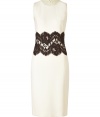 Elevate your party-perfect look with this chic lace-laden dress from Michael Kors - Round neck, sleeveless, fitted silhouette, lace-detailed waistband, back slit, concealed back zip closure - Pair with sky-high heels and an embellished clutch