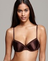 Glam it up in a soft demi bra with contrast stitching detail and a sheer mesh back.