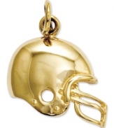 This touchdown-worthy helmet charm is perfect for the football fanatic. Crafted in 14k gold. Chain not included. Approximate length: 4/5 inch. Approximate width: 3/5 inch.