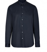 A contemporary basic packed with wearing possibilities, Burberry Londons slim fit stretch cotton shirt is a chic staple tailored to four-season sophistication - Small cutaway collar, long sleeves, buttoned cuffs, button-down front - Modern slim cut - Wear with everything from pullovers and jeans to slim tailored suits and ties