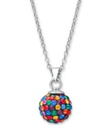 Are you ready for the dance floor? Unwritten's disco-ball inspired pendant necklace features a multicolored crystal design strung from a sterling silver setting and chain. Approximate length: 18 inches. Approximate drop: 2/3 inch.