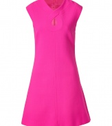 Liven up your cocktail looks with Goats hot pink wool-crepe shift, perfect for adding that chic retro edge to your outfit - V-neckline with keyhole cut-out, cap sleeves, hidden back zip - Fitted top, A-line silhouette - Wear with a sleek envelope clutch and just as bright platform pumps