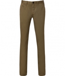 Inject a jolt of cool into casual daytime looks with Burberry Brits modern-cut khaki-green chinos - Side slit pockets, front slit pocket, buttoned back slit pockets, zip fly, button closure, belt loops - Modern straight cut - Wear with a button-down and rugged leather lace-ups