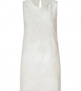 Effortlessly chic, this lace embroidered dress from Vanessa Bruno is a new season must-have - Round neck, sleeveless, all-over lace embroidery, wide drop waistband, back keyhole opening - Pair with a lightweight blazer, platform pumps, and a crossbody bag