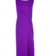 Make a dramatic debut at cocktail hour in Roksanda Ilincics radiant purple sheath, detailed with a seductive low back for a stunning finish - Wide-neckline, sleeveless, front pleat detail, deep V-back with cut-out draped folds, stitched seams, hidden side zip - Softly tailored fit - Team with sparkly jewelry and flawless accessories