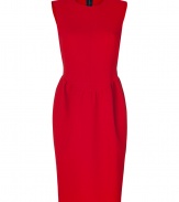 With its ladylike cut and rich red coloring, Roksanda Ilincics ruby red sheath is an elegant choice, as flattering as it is eye-catching - Round neckline, sleeveless, pleated waist, exposed metal full back zip - Tailored fit - Wear with heels and chunky statement jewelry