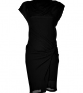 Work a modern edge into your Little Black Dress favorites with See by Chlo?s allover draped sheath - Round neckline, cap sleeves, allover draping, spaghetti strap slip lining - Form-fitting - Wear with colorful accessories and statement jewelry