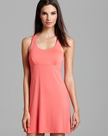 This Josie chemise features a casual, athletic silhouette softened with a lace racerback and delicate color.