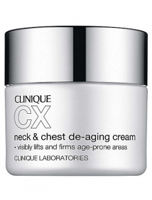 Densely hydrating cream delivers a potent de-aging stimulus. Visibly firms and tightens. Horizontal lines on the neck and vertical lines on the chest appear to fill in Skin looks smoother and brighter Can be used by all skin types For best results, apply day and night, smoothing over neck and chest in an upward motion. Make daily sunscreen a habit to help stall visible aging and UV-induced damage to age-prone skin. 1.7 oz. 