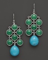 Rich green and sea-blue chrysophrase and turquoise add brilliant color to sterling silver. By Elizabeth Showers.