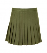 Inject schoolgirl chic into your casual look with this asset-baring pleated skirt from McQ Alexander McQueen - Mini-silhouette, fitted waist, full pleated skirt, exposed side zip closure - Wear with an oversized blouse, opaque tights, a leather jacket, and ankle boots