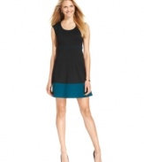 Spense's petite A-line dress has all the right fashion trimmings -- a sweet colorblocked style and a flattering empire waist!