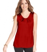 This petite shell top from Elementz features dainty pleats and a satin finish, giving it a luxe look!