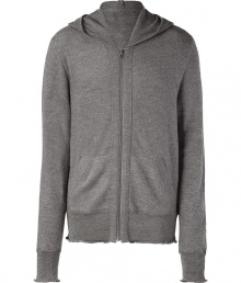 Stylish heather grey wool zip hoodie - This sporty and sophisticated hoodie is comfortable and luxe - A perfect wardrobe staple, this hoodie is great for layering - Pair with an all-weather jacket, jeans, and motorcycle boots - Style with a t-shirt, distressed jeans, and trainers