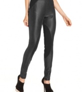 Textured faux leather and panel details make these RACHEL Rachel Roy leggings a must-have for a fashion-forward fall look!