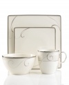 Fluid platinum scrolls glide freely through this stunning and, in a new square shape, sleek Platinum Wave place settings from Noritake. A timeless look in dishwasher-safe porcelain for fine dining or luxurious everyday meals. Coordinates with Platinum Wave and Eternal Wave stemware.