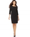 Chic and versatile, Calvin Klein's three-quarter-sleeve dress features elegant seam detailing at the waist.