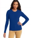 Prep your fall wardrobe with this cozy cable-knit petite sweater from Charter Club!