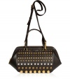 Work a note of hard edge elegance into your look with Marc by Marc Jacobss multi-studded shoulder bag, finished with playful patterning for that sassy sartorial feel - Double top handles, buckled removable shoulder strap, tonal metal hardware, embossed logo tag, top zip, structured internal frame, inside zippered back wall pocket, two front wall slot pockets - Angular silhouette - Wear with urban cool separates, or with flirty cocktail dresses and edgy leather jackets