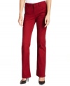 These straight-leg petite jeans from Jones New York Signature comes in a vibrant red wash -- perfect for creating fashion-forward ensembles!