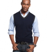 Trim it out. This wool-blend sweater vest from Club Room shows you pay attention to detail.