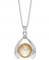 Good luck and a touch of polish. This sophisticated horseshoe-shaped pendant features a cultured golden South Sea pearl (11-13 mm) and a sparkling diamond accent. Set in sterling silver. Approximate length: 18 inches. Approximate drop: 1 inch.