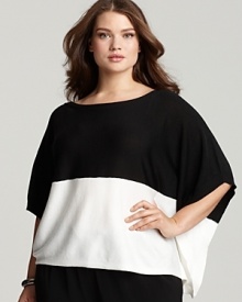 DKNYC Plus Size Asymmetric Color Block Sweater