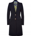 Sophisticated style is effortlessly achieved with this elegant long coat from Emilio Pucci - Notched lapels, two-button closure, long sleeves, flap pockets at waist, back vent - Wear with a pencil skirt and a blouse or with jeans and a cashmere pullover