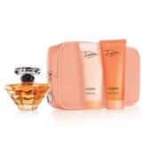 Love. Romance. Elegance. Trésor is for a woman who understands that time is precious and moments in this fast-paced world are to be treasured. The elegance of rose, mugent and lilac and the sparkle of peach and apricot blossom are just a few notes that define this luminous fragrance.