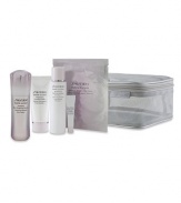 A brightening solution to target spots and promote a luminous, glowing complexion. This White Lucent Intensive Spot Targeting set includes: Full size White Lucent Intensive Spot Targeting Serum+, 1.7 oz. White Lucent Brightening Cleansing Foam, 2.5 oz. White Lucent Brightening Balancing Softener, 0.17 oz. White Lucent Brightening Eye Treatment, and one application of the White Lucent Intensive Brightening Mask.