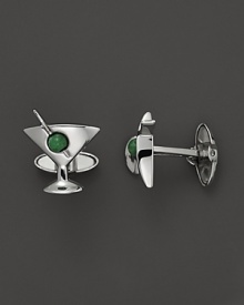 Proclaim your love for the classic martini with Dolan & Bullock's jade and 14K. gold accented sterling silver cufflinks. From the Stone Accent Collection.