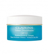 An ultra-moisturizing cream that is quickly absorbed for instant hydration, radiance and SPF 15 protection. Ensures balanced hydration and preserve skin's freshness all day long. Recreates skin's perfect climate, ensuring unrivaled radiance. SPF 15 protects skin against harmful effects of sun damage and shields skin from effects of pollution. Allergy tested. Non-comedogenic. 1.7 oz. 