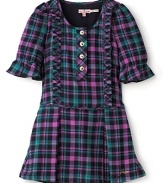 Juicy Couture Girls' Button Down Pleated Dress - Sizes 7-14