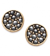 Punch up your look with a ton of sparkle. Studio Silver's pretty stud earrings feature an 18k gold over sterling silver setting with round-cut marcasite at the center. Approximate diameter: 2-1/2 inches.