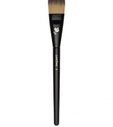 Synthetic bristled brush for liquid foundation. This easy-to-clean, synthetic bristled brush is the perfect partner to all liquid foundations. The tapered edge blends liquid makeup for a natural, even look. Brush hairs are softer, and have a more graduated tip for even, controlled blending. Made in USA. 