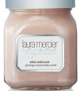 A modern fragrance of comfortable sensuality. Achieve a radiant and youthful glow by massaging your skin with Laura Mercier's Ambre Vanille Body Scrub. This delicious and pampering body polish, made from crushed Vanilla Seeds and Hydrogenated Jojoba Oil, gently exfoliates skin, while Shea Butter andHoney naturally condition and protect. Sweet Almond and Hydrolyzed Rice Proteins, along with Pro-Vitamin B-5 provide moisture balance and protection.