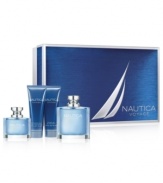 Invigorate his senses this season with a classic and masculine scent, Nautica Voyage.  This deluxe gift set includes: