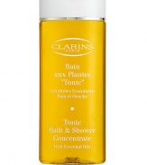 Tonic Bath & Shower Concentrate. The ideal complement to any body-firming program. This cleansing experience combines the pleasure of a shower or bath with the aromatic properties of plant extracts. Helps tone and firm skin and enhances a total feeling of well-being. Gently cleanses without disturbing moisture balance, leaving skin soft and supple. Imported from France. 6.8 oz. 