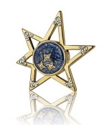 Stand out in a crowd like an evening star. This exquisite gold star has a blue-grey center with twinkling crystals reminiscent of a romantic evening sky. Open the exquisitely detailed compact to reveal Private Collection Tuberose Gardenia in long-lasting solid perfume. Elegantly boxed, with a velvety pouch. Approximate dimensions: 2 wide. 