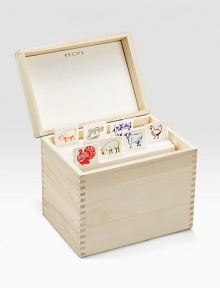 Help someone organize their culinary masterpieces with this charming and carefully designed wood box, gold-stamped with a chef's motif and filled with creamy, cotton letterpressed recipe cards so that recipes for favorite dishes will always be close by.